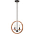 2-Light Farmhouse Chandelier Globe Wood Pendant Light